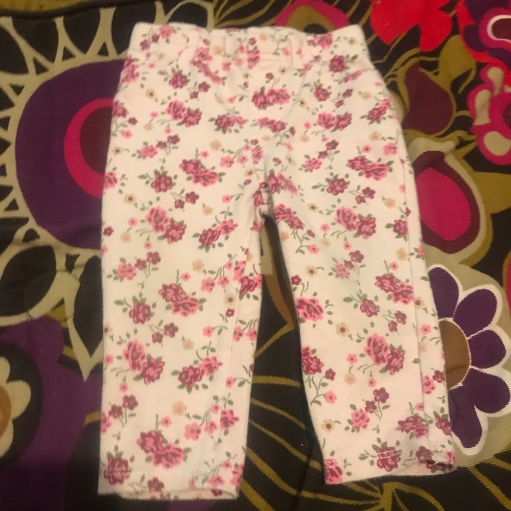 3/$9 Garanimals Girls 6-9M Floral Glitter Pants